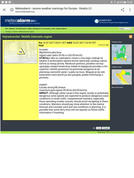 Vejrudsigter og varsler i Adriaterhavet 