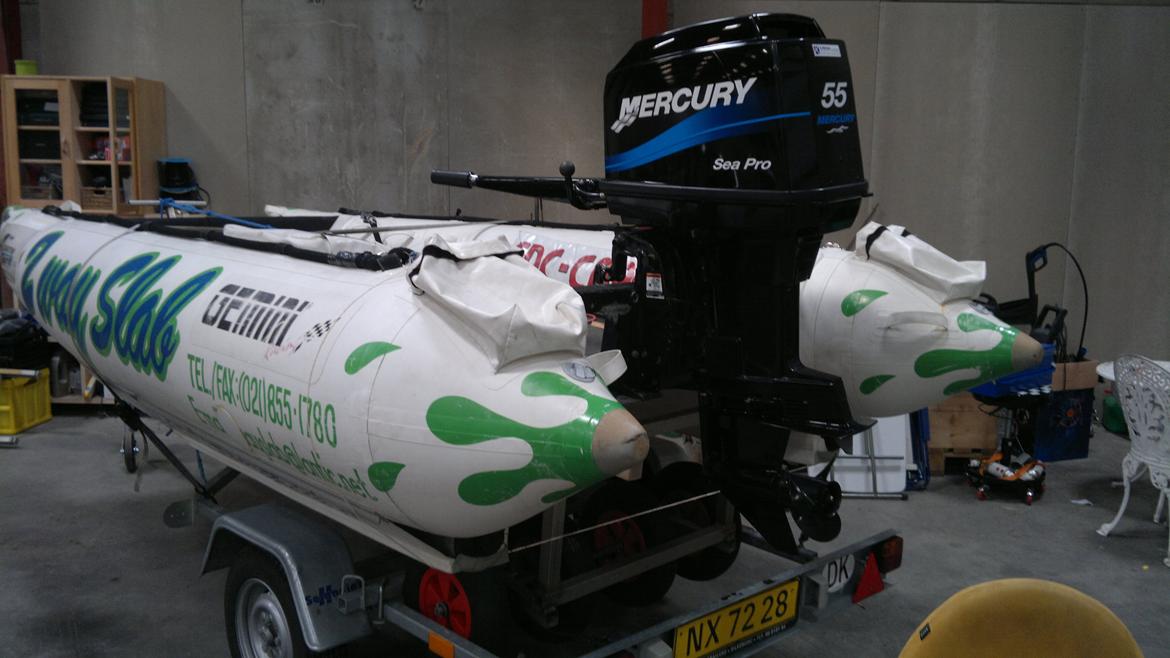 Gummibåd Gemini Zapcat - Ny motor. Et fund. Næsten ubrugt Mercury 55 Seapro med håndstyring og 15" motorben. billede 10