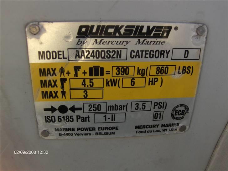 Gummibåd Quicksilver 240 sport billede 4