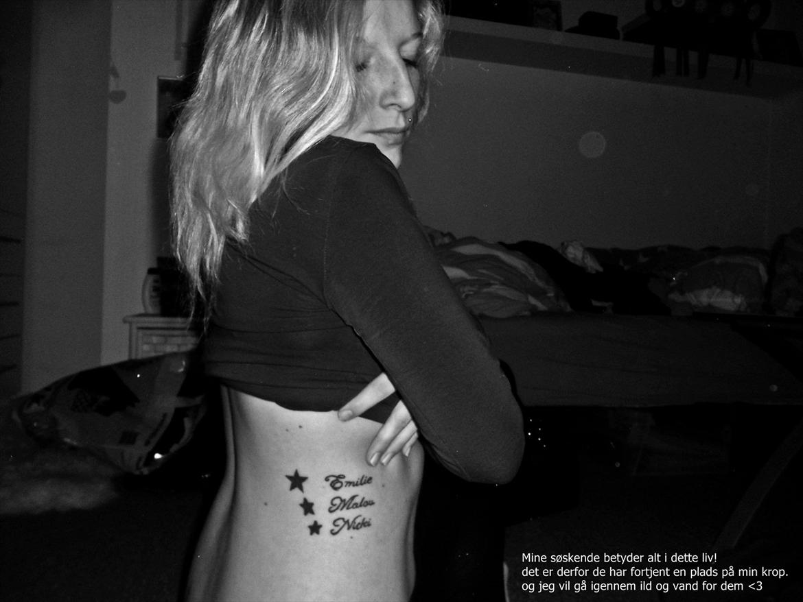 Kvinde Mia Sørensen - dette billede siger alt <3 dette er min ene tattovering som er til ære for mine 3 søskende og de har altid fortjent den plads på min krop :* billede 5