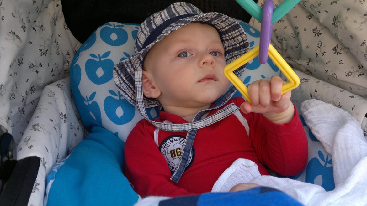 Dreng William - Mor kører lidt vildt med barnevognen så jeg må holder i panikhåndtaget! :P billede 15