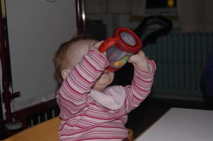 Pige Phoebe - lige lært at drikke selv :)  billede 7