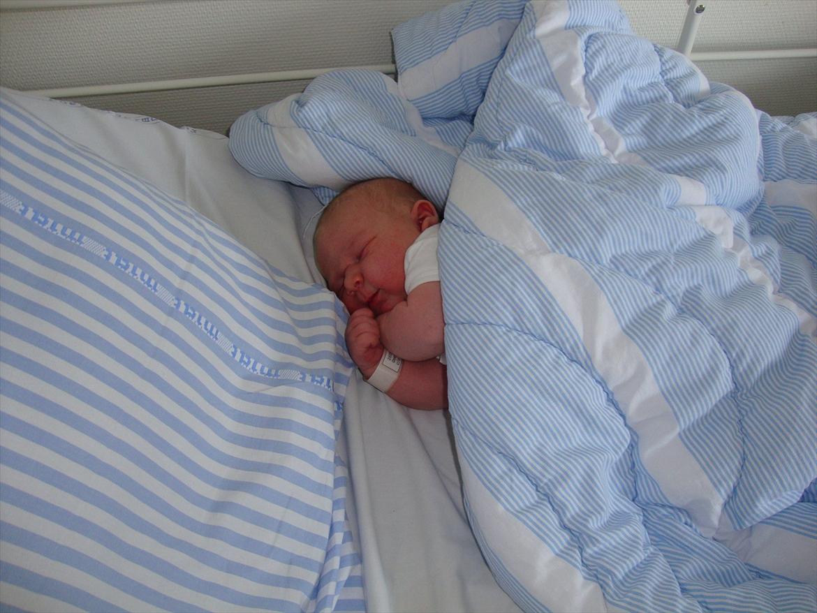 Dreng Casper - Casper ligger og putter i mors store seng inde på sygehuset. billede 4