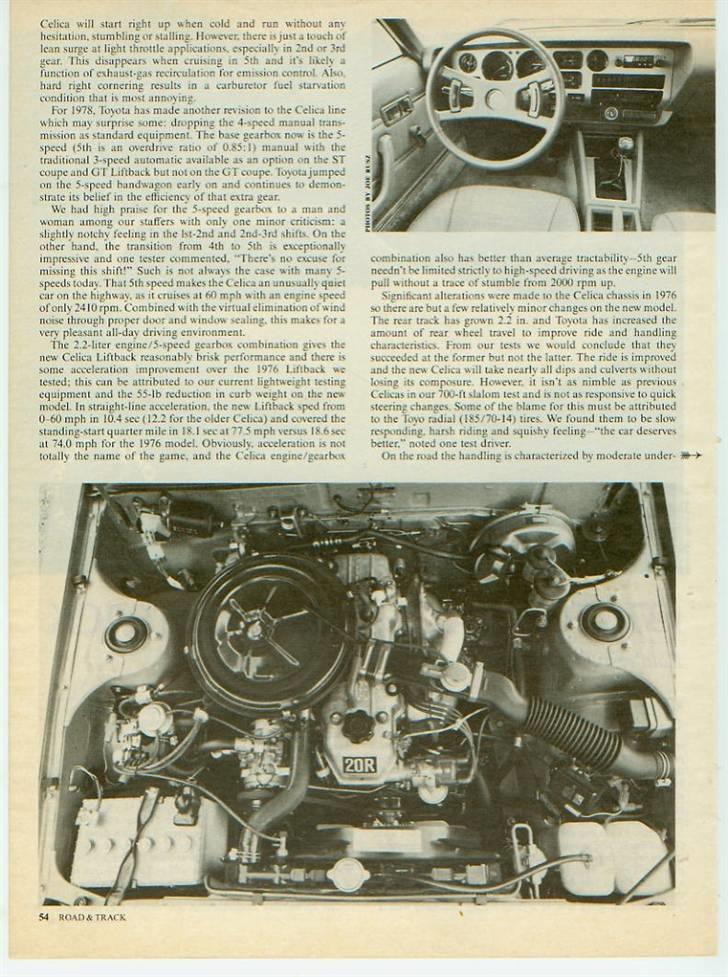 Celica 1978-1982 - Alt i billeder. - Biltest fra engelsk magasin. billede 11