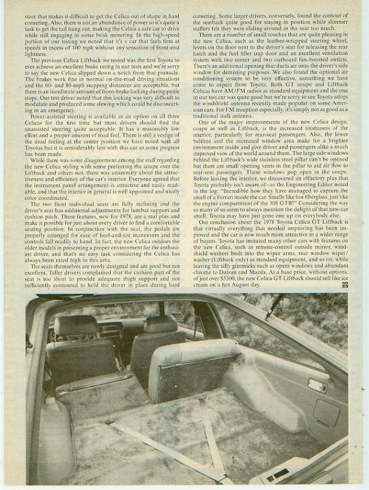 Celica 1978-1982 - Alt i billeder. - Biltest fra engelsk magasin. billede 13