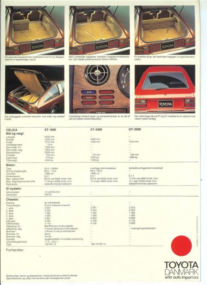 Celica 1978-1982 - Alt i billeder. - Dansk bruchure. billede 23