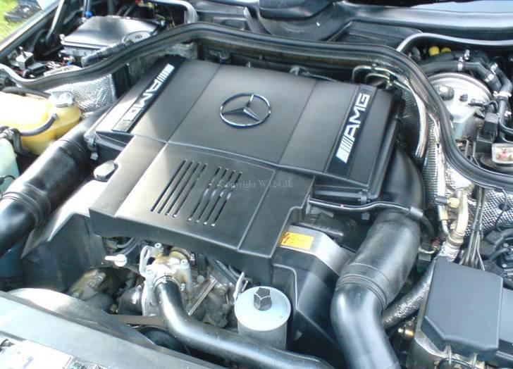W124 Special tunet V8 modeller - BRABUS - CARLSSON - AMG - Her ses kraftværket i E60 AMG som er en E500 der er boret op af AMG til 6.0 og yder 389 HK
Læg mærke til at der sidder 2 AMG skilte oven på motor skjoldet i stedet for det normale Mercedes-Benz logo. billede 14
