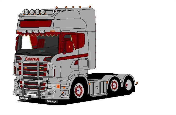 Paint tegninger af lastbiler - Rimelig simpel og lave med den nogenlunde std indretning samt en std opbygning med en forkortet sidepipe. billede 2
