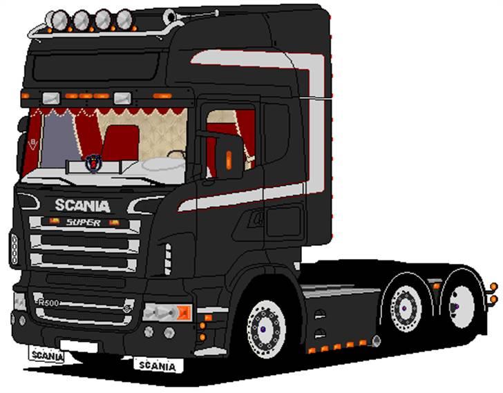 Paint tegninger af lastbiler - Opbygningen er lavet af mig samt farvelægning, indretningnen er fra internettet, før jeg selv fik rigtig mod på at lave ting der tog tid på bilerne. billede 3