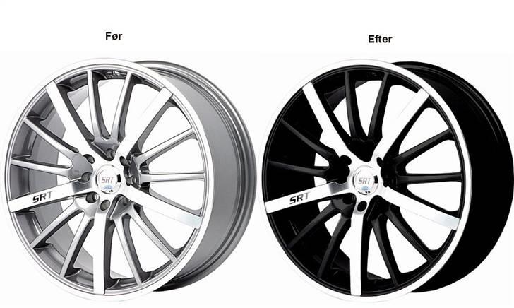 Maling af fælge - Inden jeg købte fælgene legede jeg lidt i tegneprogram på computeren og det så sku meget fedt ud. Så købte fælgene. billede 1