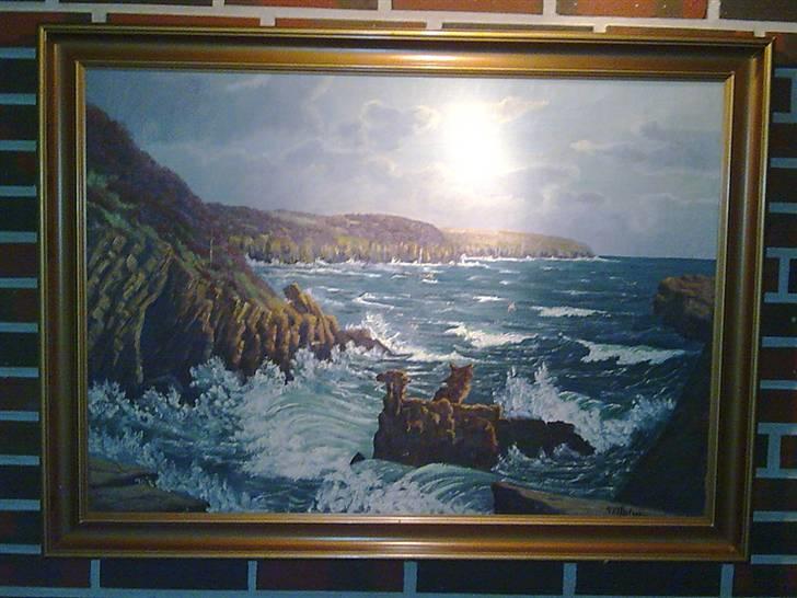 Rottehullet. - Et rigtigt gammelt maleri af tyren & hva den nu hedder fra Hammershus, Bornholm. billede 18