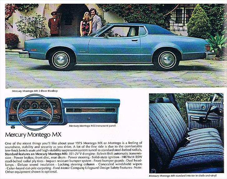 1975 Mercury Montego MX - Brochure billede og tekst billede 3