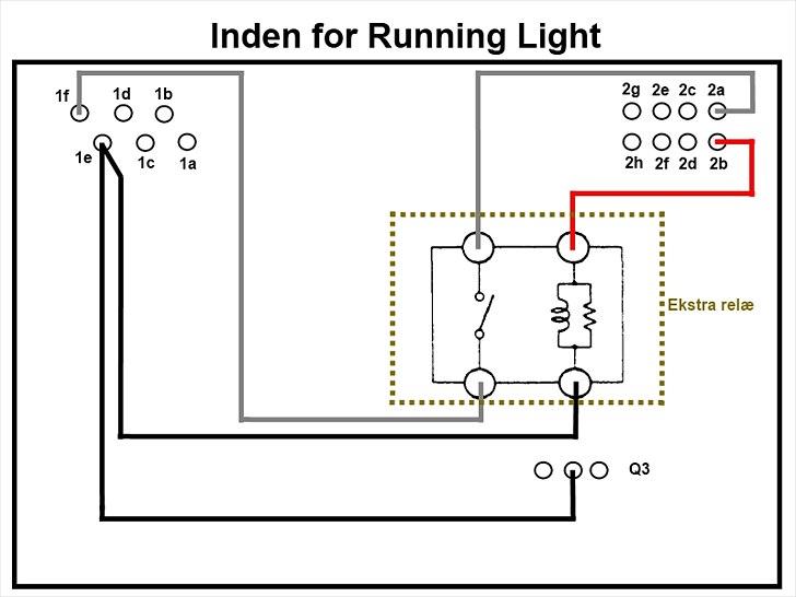 Guide til tågelys som kørelys - Sådan har jeg forbundet det inden i boxen..
Man kunne også bare lodde en ensretter diode mellem 2a og 2g.. Men så slukke tågelyset ikke automatisk og tågelyset skal være tændt på afbryderen.. billede 5
