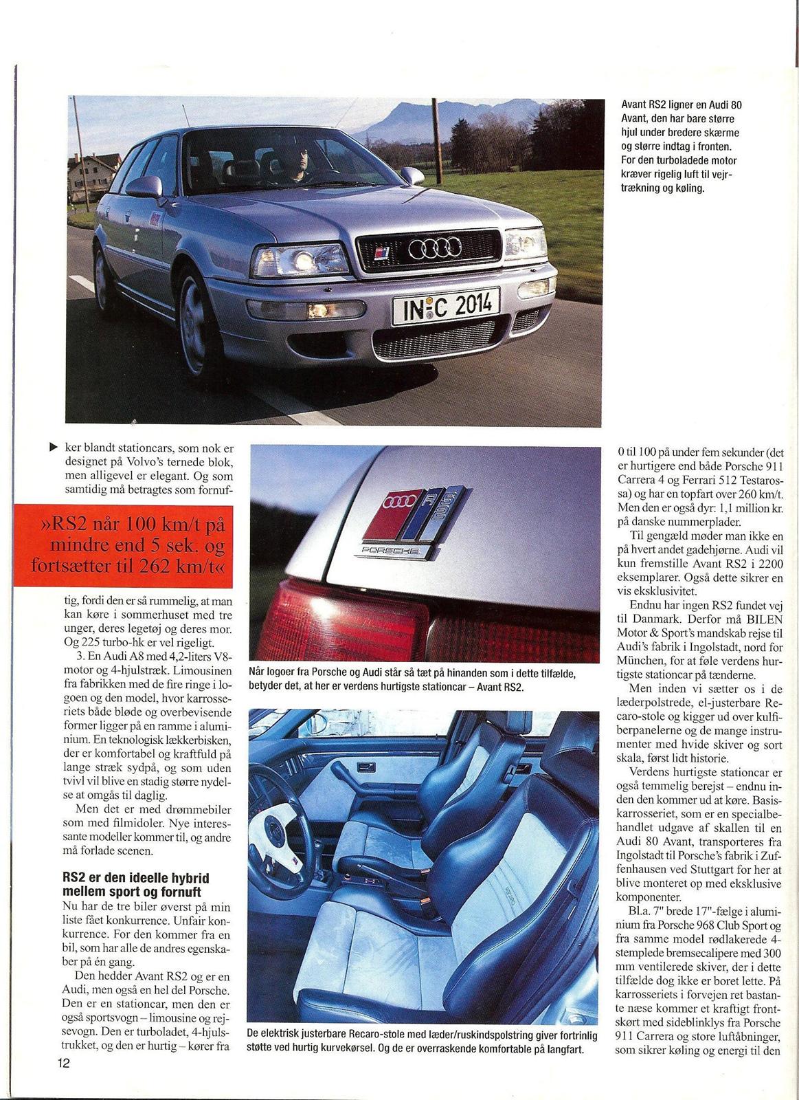 Audi Porsche Avant RS2 i Bilen Motor & Sport 3/95 billede 4