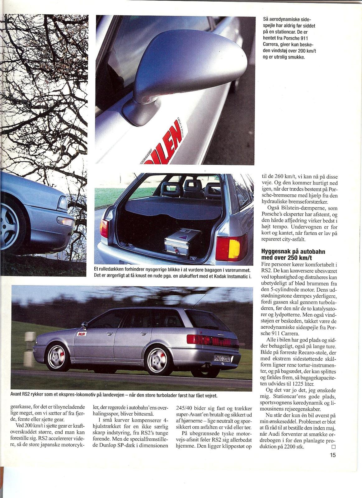 Audi Porsche Avant RS2 i Bilen Motor & Sport 3/95 billede 7