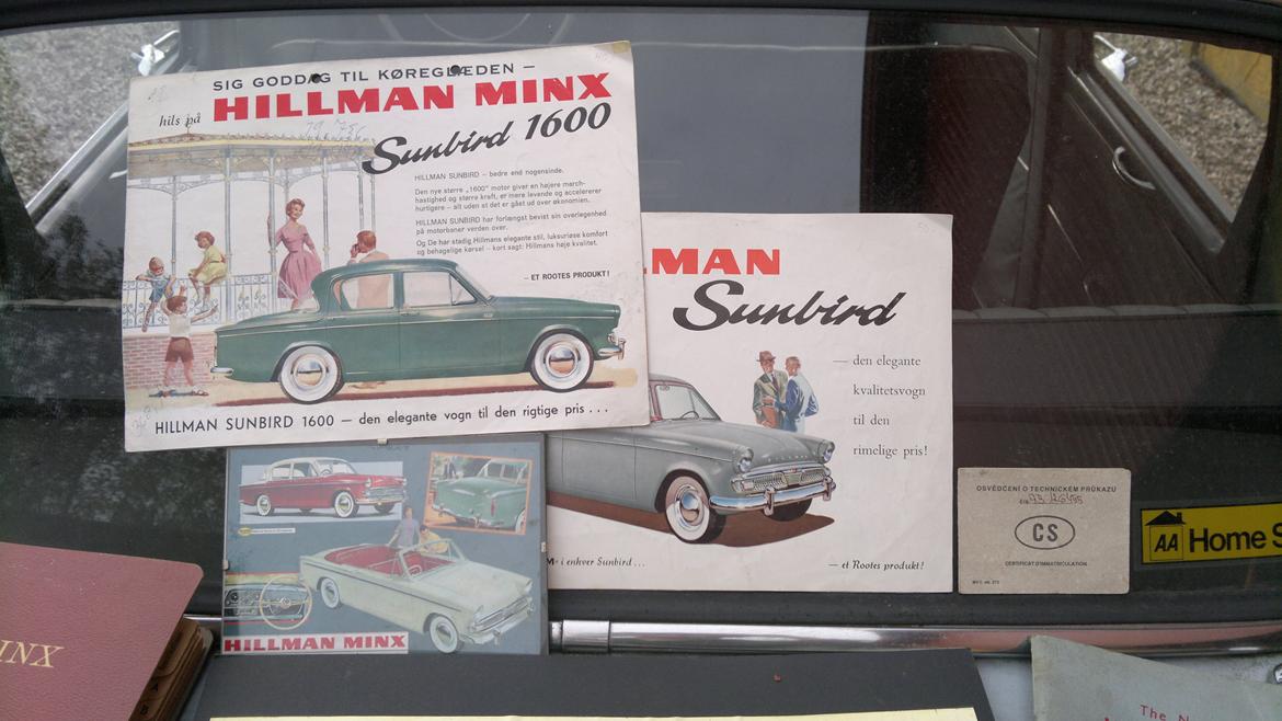 1961 Hillman Minx projekt - Originale salsbrocurer (danske), noget reklame og den tjekoslovakiske reg.attest billede 41