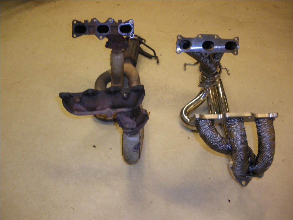 Mazda 626 2.5I V6 GT - Originalt forrør samt manifolde ved siden af det nye forrør og manifolde. billede 16