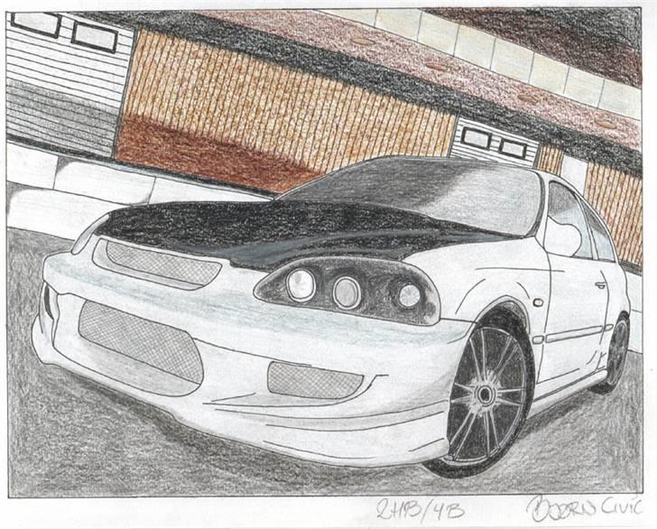 Tegninger - Bjørn L's gamle Civic - I yderst mislykkedes forsøg. Har droppet tegningen fuldstændig :D billede 7