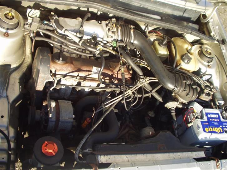 Billeder af min totalskadet bil, påkørt bagfra! - HEr så maskinrummet  :P ja det jo pænt og rent, kan godt lide det så det ser ordenligt ud og ikk alt det olie skidt i motorrummet billede 16