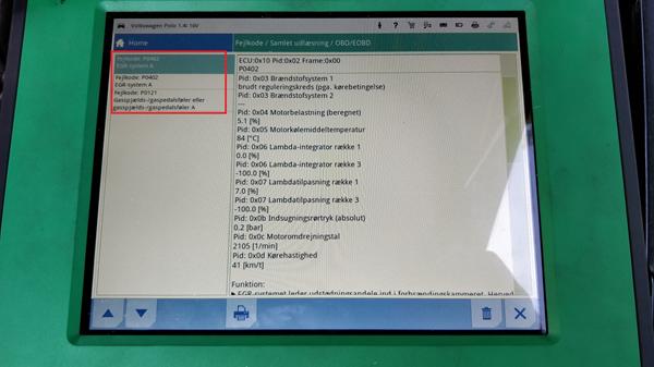 Polo 1.4 16V i nødprogram (EPC+motorlampe)