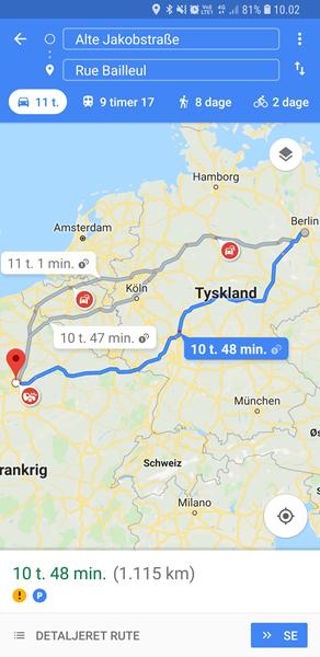fra Berlin til Paris, hvilken rute er bedst?