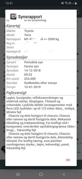 toyota yaris verso. hjælp til synsrapport 