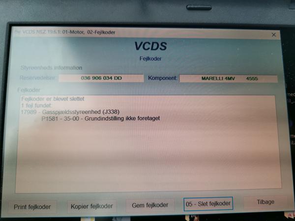 VCDS, gasspjæld vil ikke grundjustere