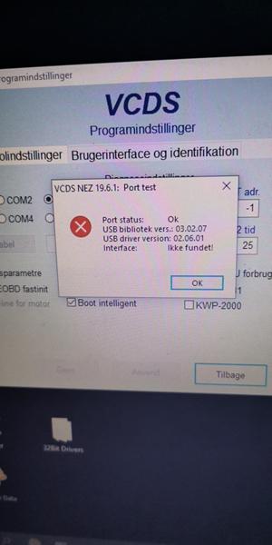 vcds port test interface not found
