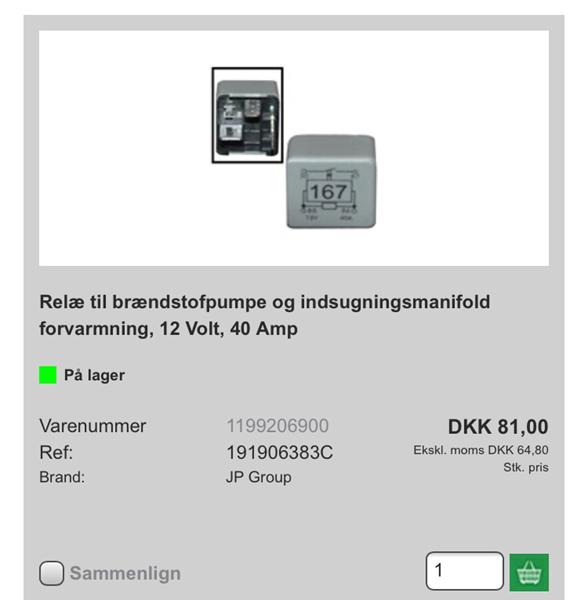 Seat Altea 1.9 TDI Brændstofpumpe/manifold forvarme relæ