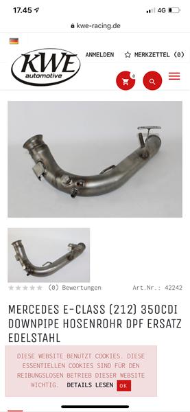 Downpipe e350 partikelfilter