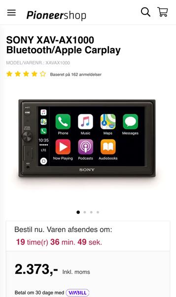 Lyd på Apple Carplay Sony XAV-AX1000