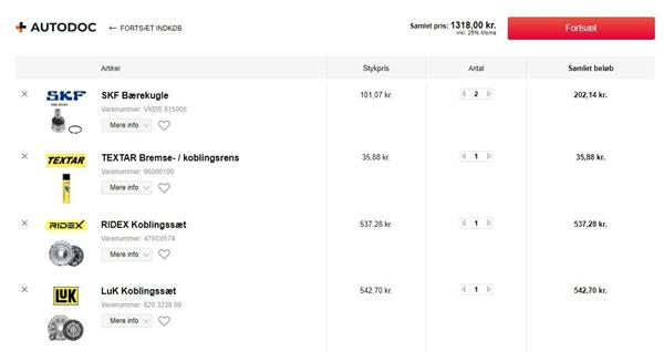 begge bærekugler foran, og ny kobling