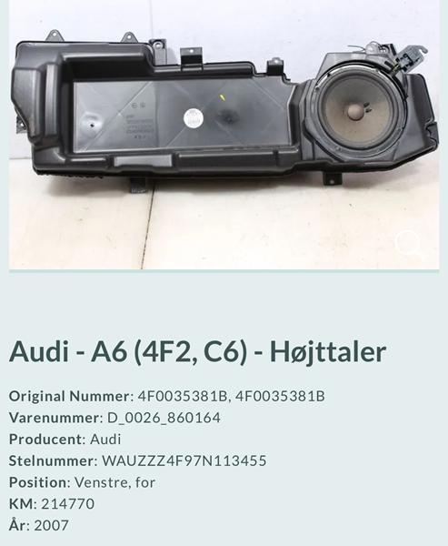 Bass til Audi a6 i døren