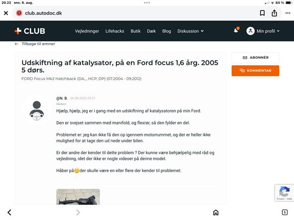 Udskiftning af katalysator