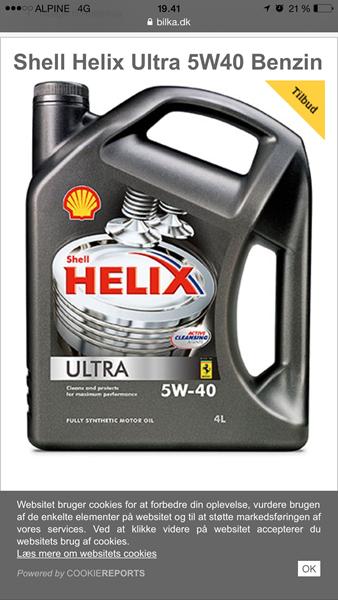 5W-40 til Polo 6N 1998 1,6 8V benzin. 