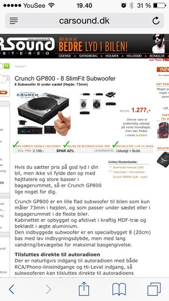 Subwoofer under sædet