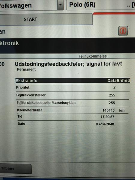 Vw polo 1,2 TDI bluemotion fejl på udstødnings ventil