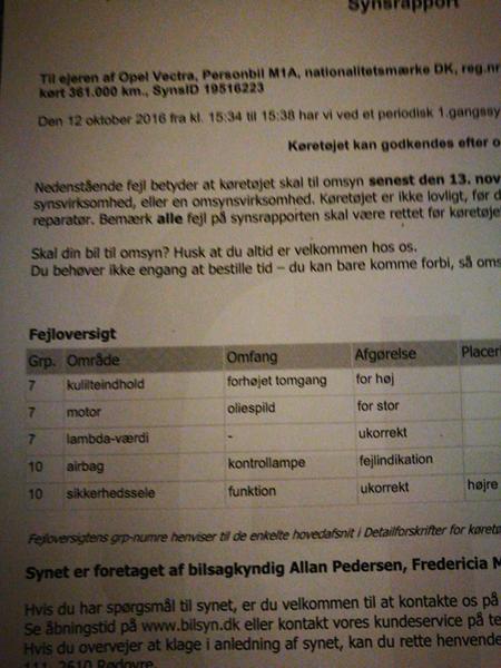 Airbag lampe lyser IKKE, 