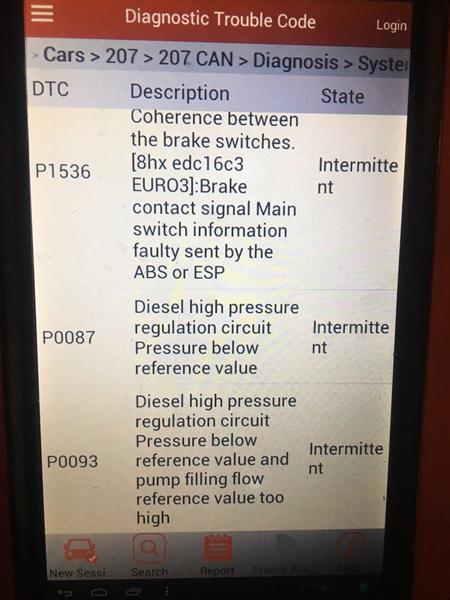 Peugeot viser fejl på tester hvad er det?