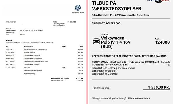 Tilbud på Service af VW Polo