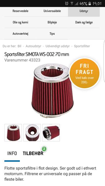 rør til luftfilter 