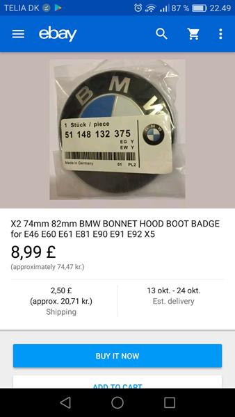 Bmw E60 Emblemer 74-82mm