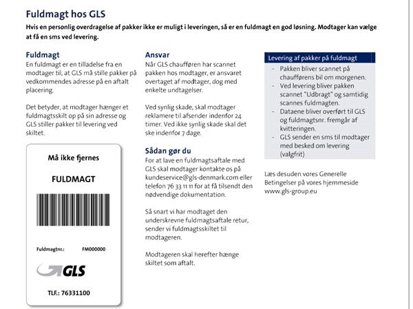 gls fuldmagt afhentning gls fuldmagt afhentning