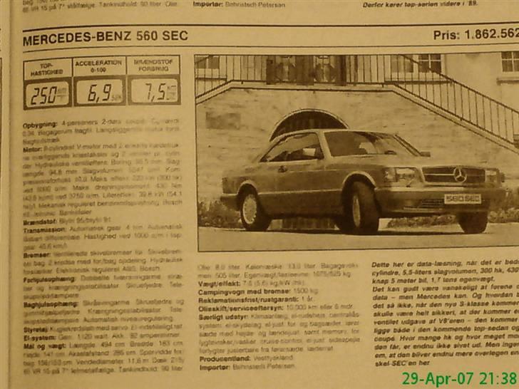 Mercedes Benz W126. - 560 SEC.  - Data på bilen billede 20