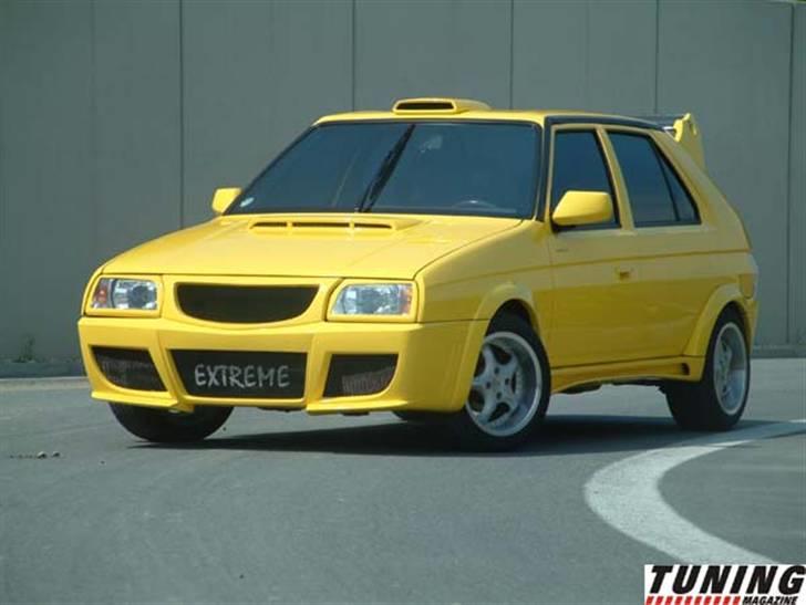 Skoda Favorit 136L - hvis man kan forestille sig noget i den her stil, bare mindre overdrevet og så i en kobberlakering, så er det ca. sådan den skal laves istand senere billede 6