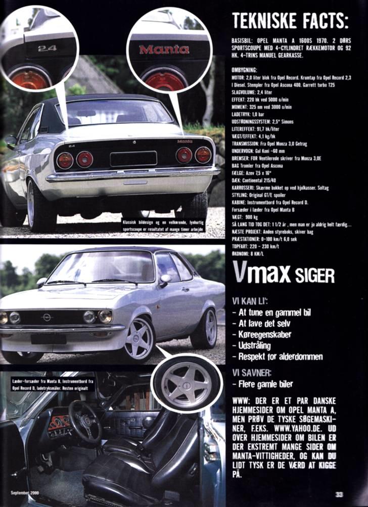 Opel Manta A 2,4 Turbo - Fra Vmax September 2000  billede 14