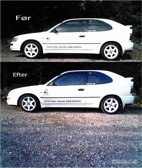 Toyota Corolla 1,6 GSi - Så blev det sænket, 40mm, det ser ikke ud af meget med de små hjul, men den kører helt kanont nu... billede 6