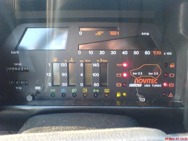 Fiat Uno 1,3 i.e Turbo (Solgt) - Bemærk km.. :D Og der ER original instrumentering. billede 13