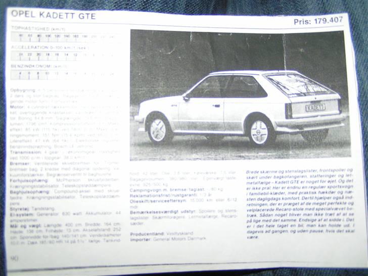 Opel Kadett D GTE (Solgt!) - fra Bil Revyen 1984, fik gode anmeldelser ;) billede 20