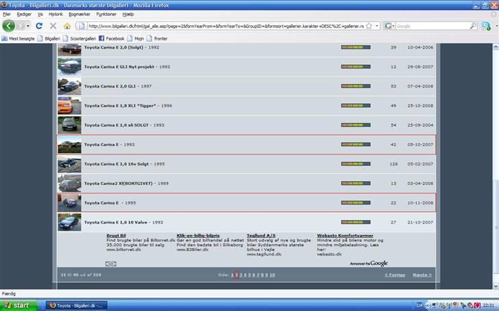 Toyota Carina E - Begge carinaer på side to under bedst bedømte hehe billede 20